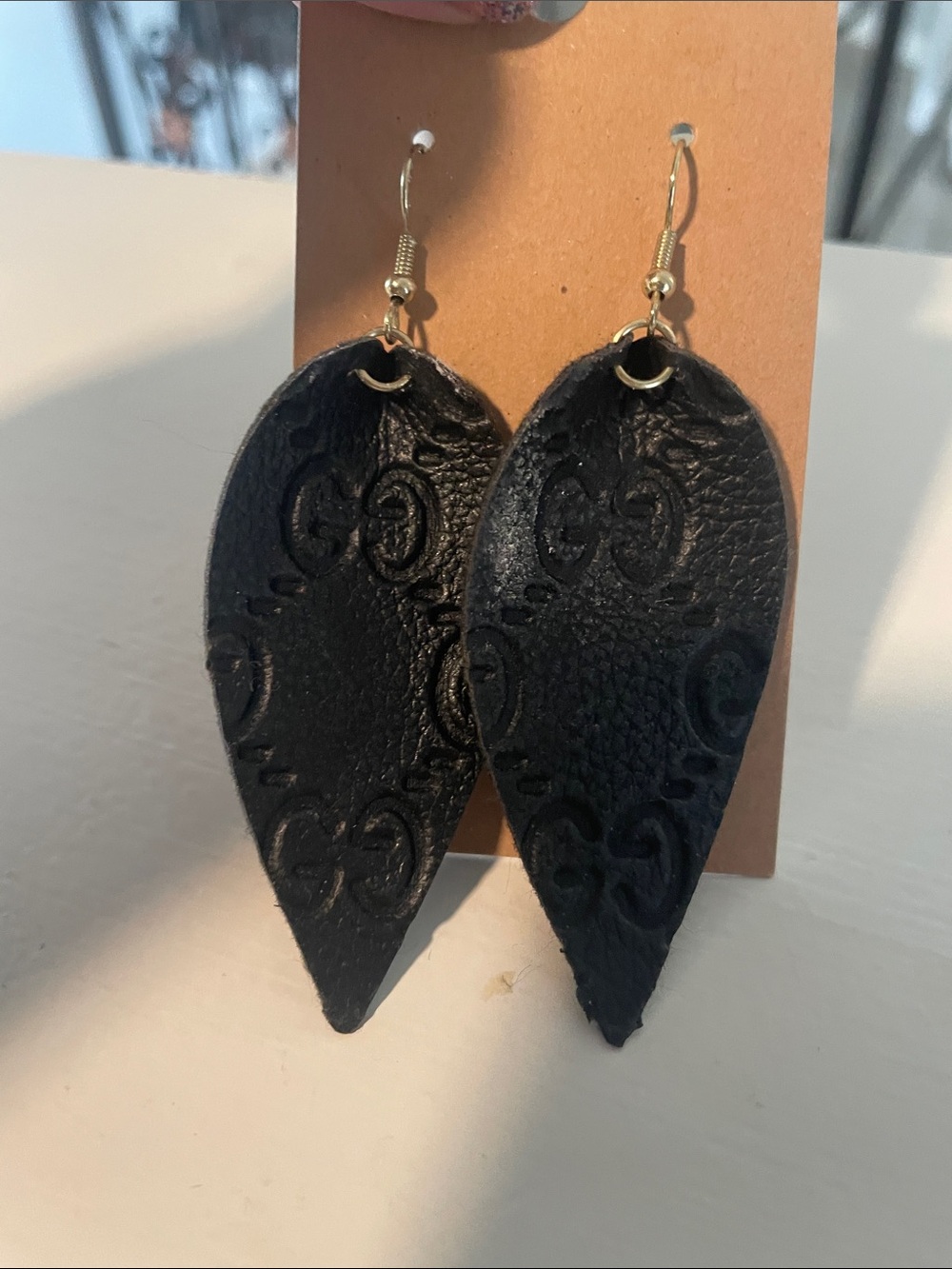 Black Leather Teardrop Earrings - Women's Fashion Jewelry